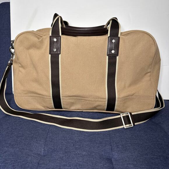 Coach Heritage Web Canvas Weekender Duffle Bag Carry On Travel 20" Tan F70582 - Picture 7 of 16